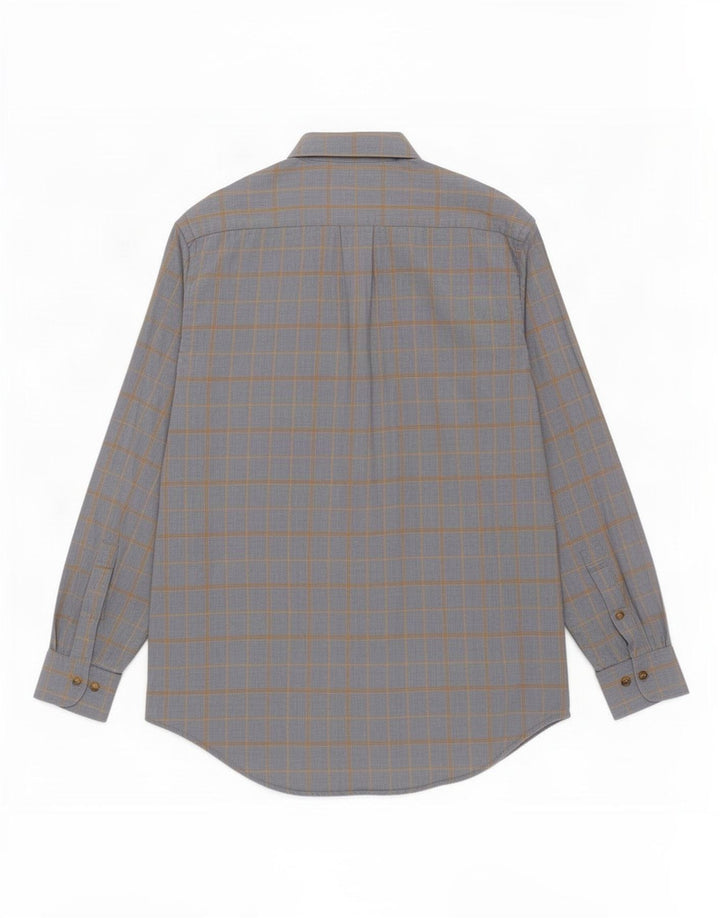 Camicia in flanella da uomo Brooks Brothers in cotone scozzese blu medio