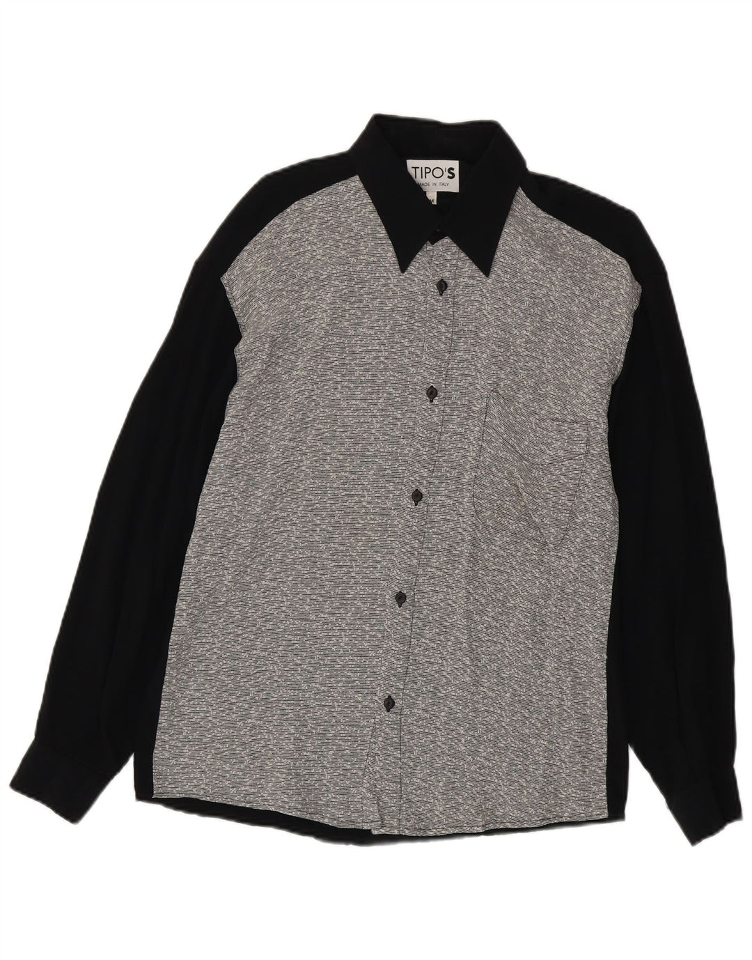 Camicia Tipo' S Uomo Media Nera Colorblock Viscosa