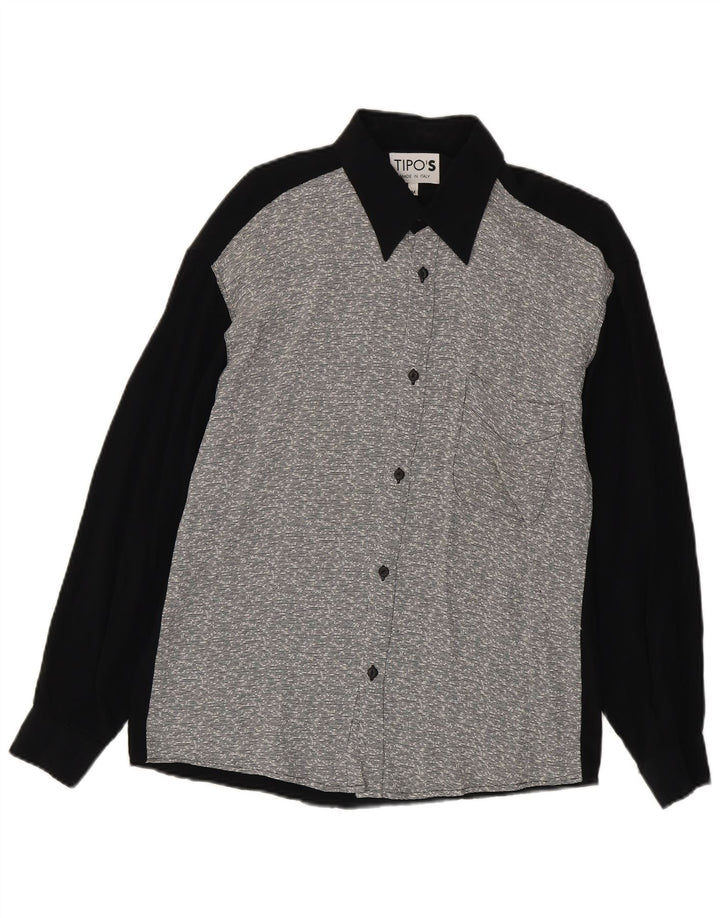 Camicia Tipo' S Uomo Media Nera Colorblock Viscosa