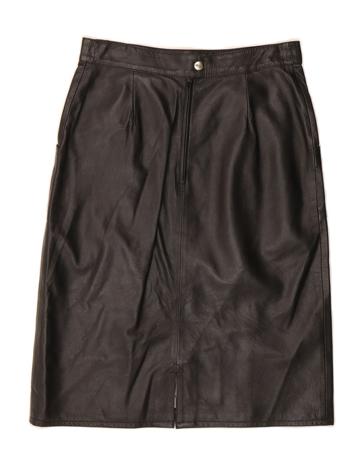 VINTAGE Womens Leather Skirt W28 Medium Black Vintage Vintage and Second-Hand Vintage from Messina Hembry 