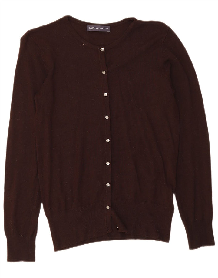 Maglione cardigan da donna Marks & Spencer UK 10 piccolo viscosa marrone