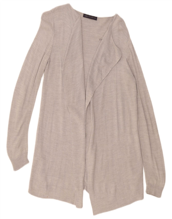 Maglione cardigan aperto lungo da donna Marks & Spencer UK 10 piccolo grigio