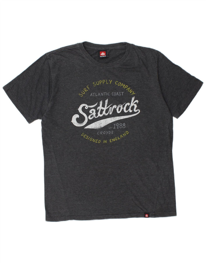 T-shirt grafica da uomo SALTROCK Top in cotone grigio medio