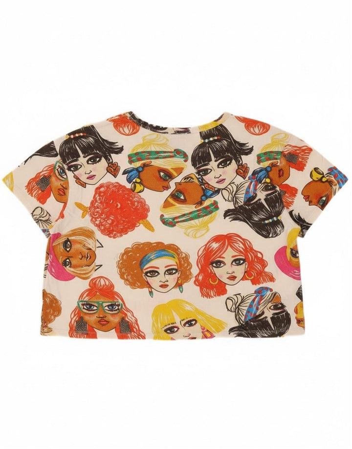 T-shirt grafica corta da donna Zara UK 14 media multicolore
