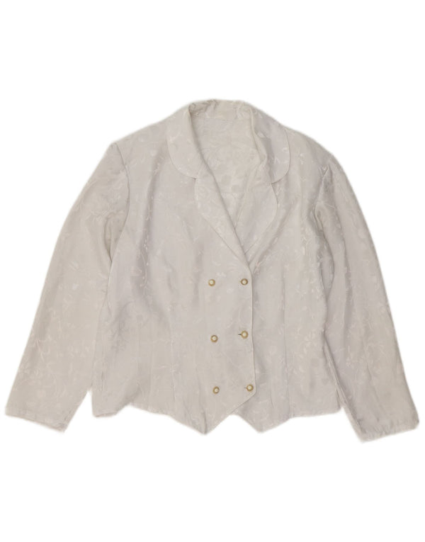 Giacca blazer vintage da donna con maniche a 3/4 UK 14 floreale bianco medio