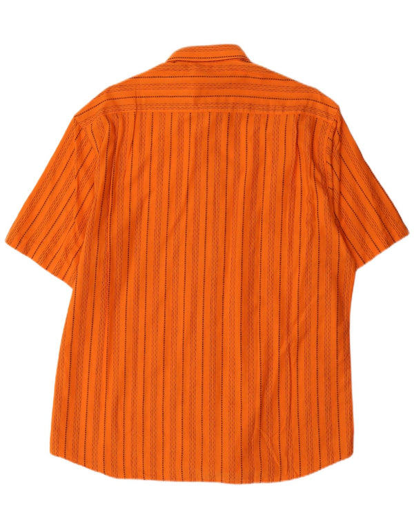 Camicia vintage da uomo a maniche corte in cotone a righe arancione medio