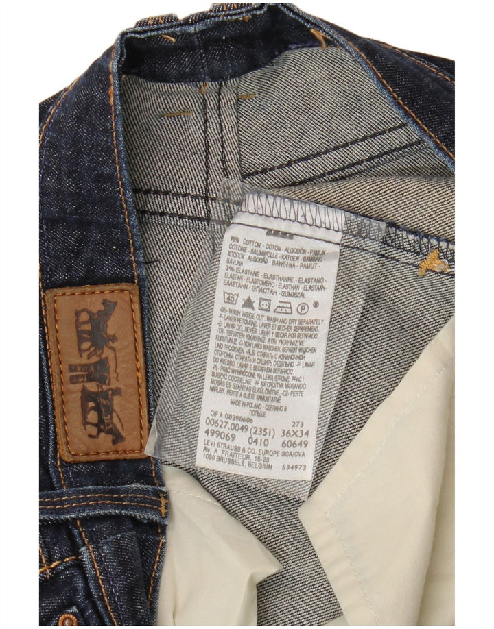 Jeans dritti corti da donna Levi's W34 L26 cotone blu navy