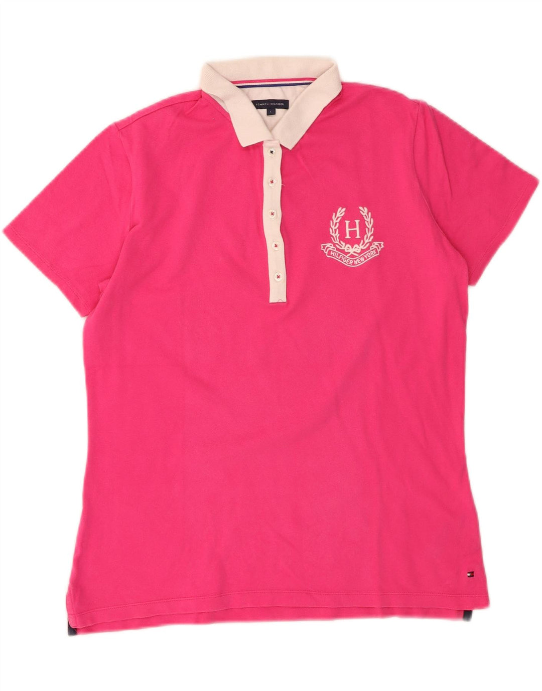 Polo da donna Tommy Hilfiger UK 14 grande cotone rosa