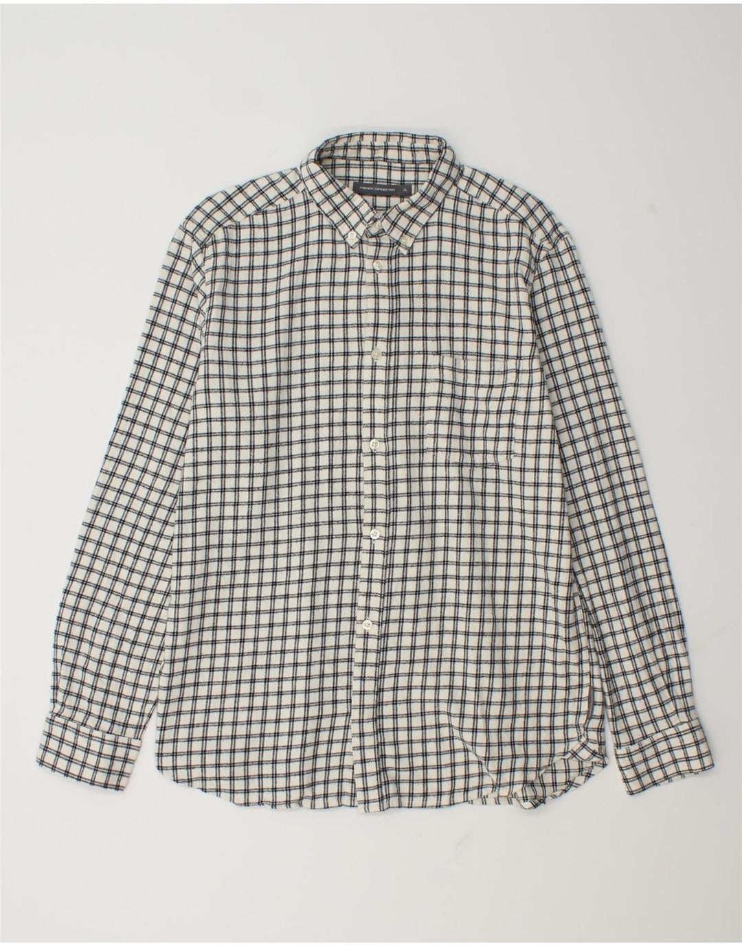 Camicia da uomo in flanella French Connection XL a quadri bianchi