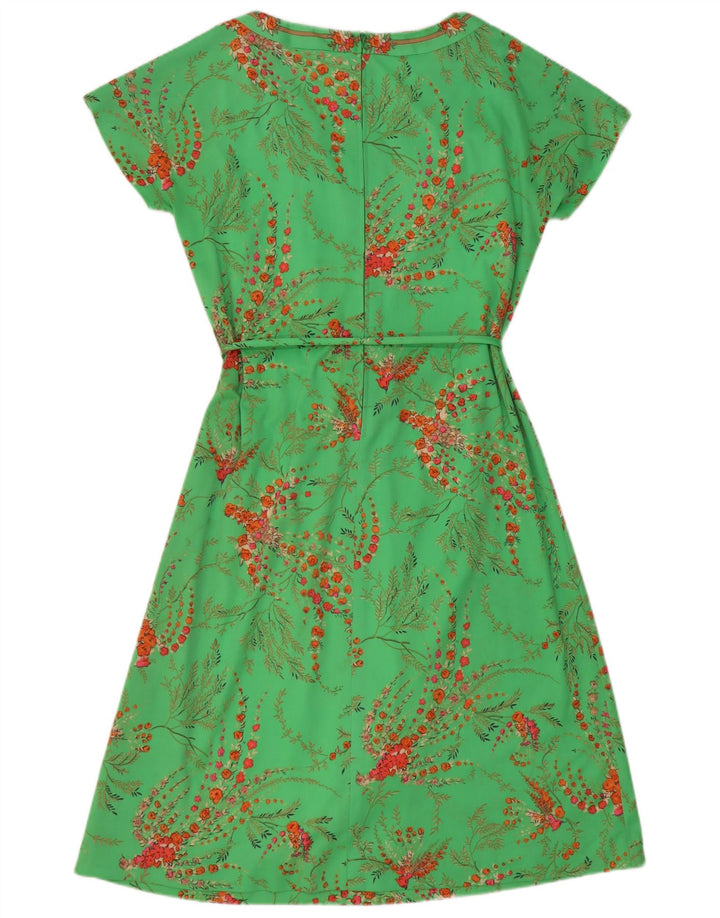 Abito a trapezio da donna vintage EU 40 Poliestere floreale verde medio