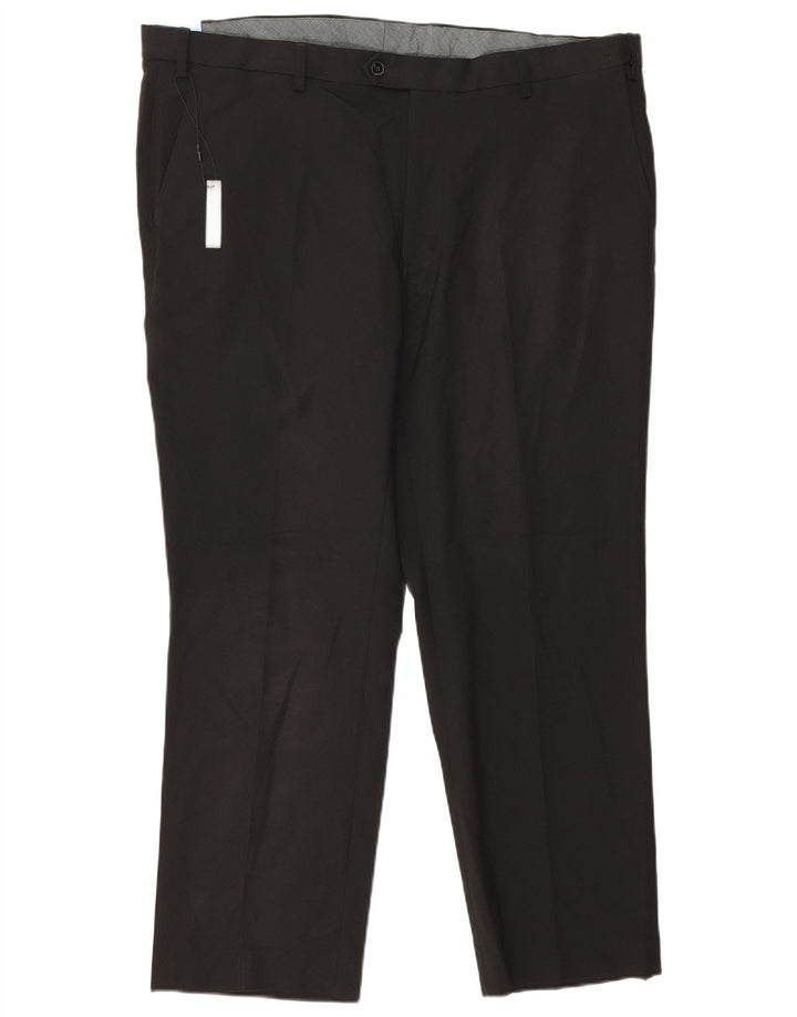 Pantaloni da abito dritti regolari da uomo Marks & Spencer W42 L29 poliestere nero