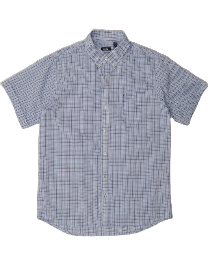 IZOD Mens Short Sleeve Shirt XL Blue Check Polyester Vintage Izod and Second-Hand Izod from Messina Hembry 