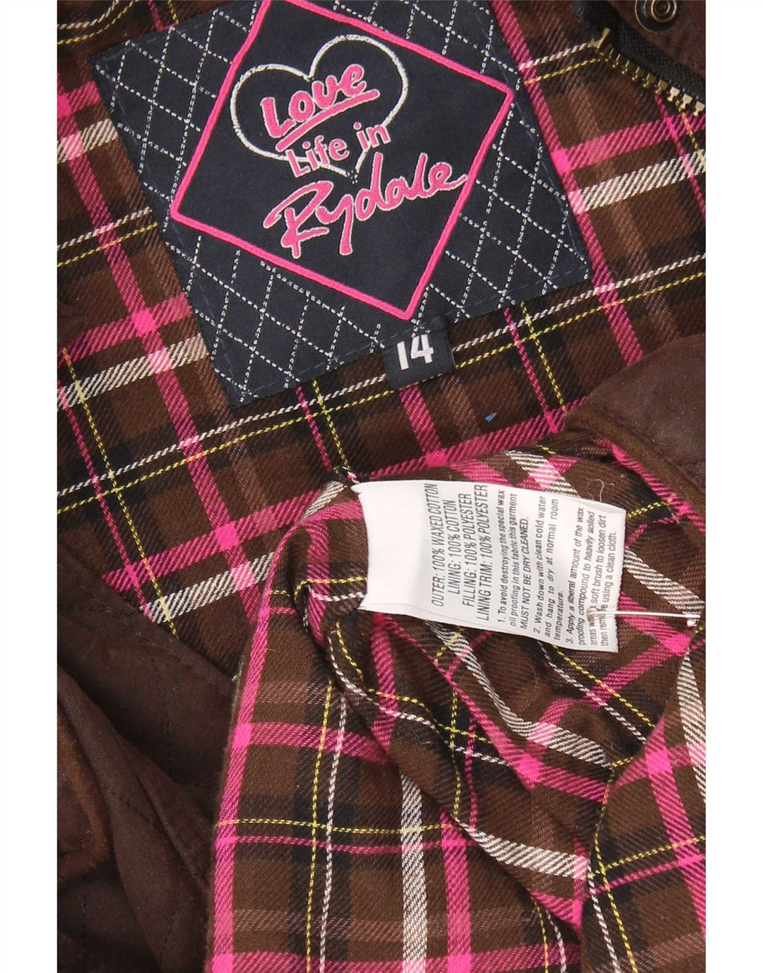 Giacca da donna trapuntata in cotone cerato Rydale UK 14 grande marrone