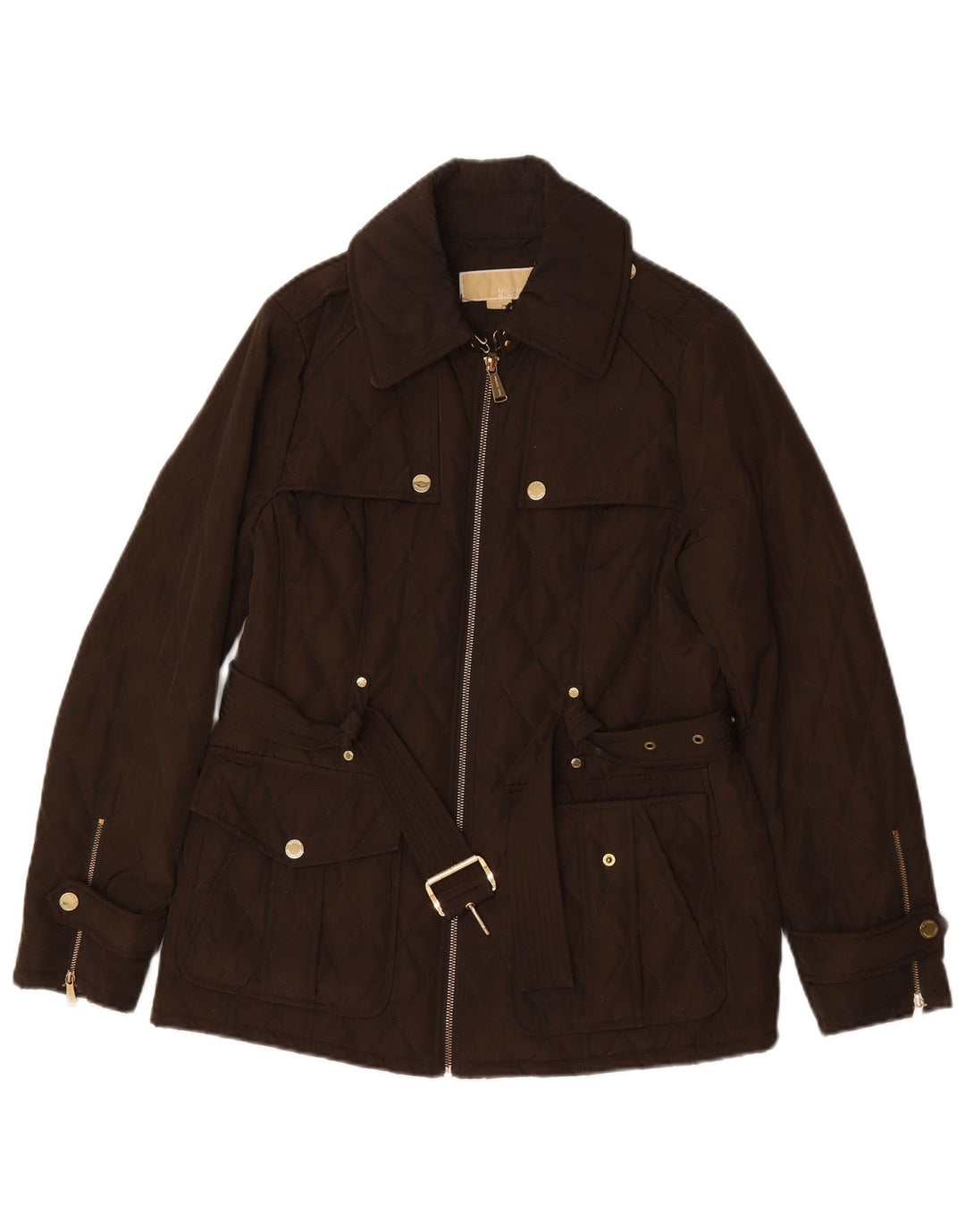 Giacca pratica trapuntata da donna Michael Kors UK 14 Poliestere marrone medio