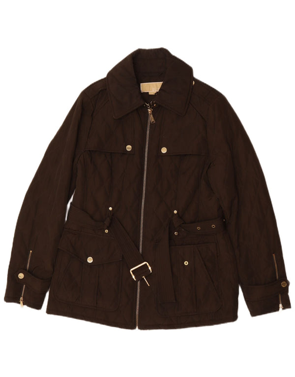 Giacca pratica trapuntata da donna Michael Kors UK 14 Poliestere marrone medio