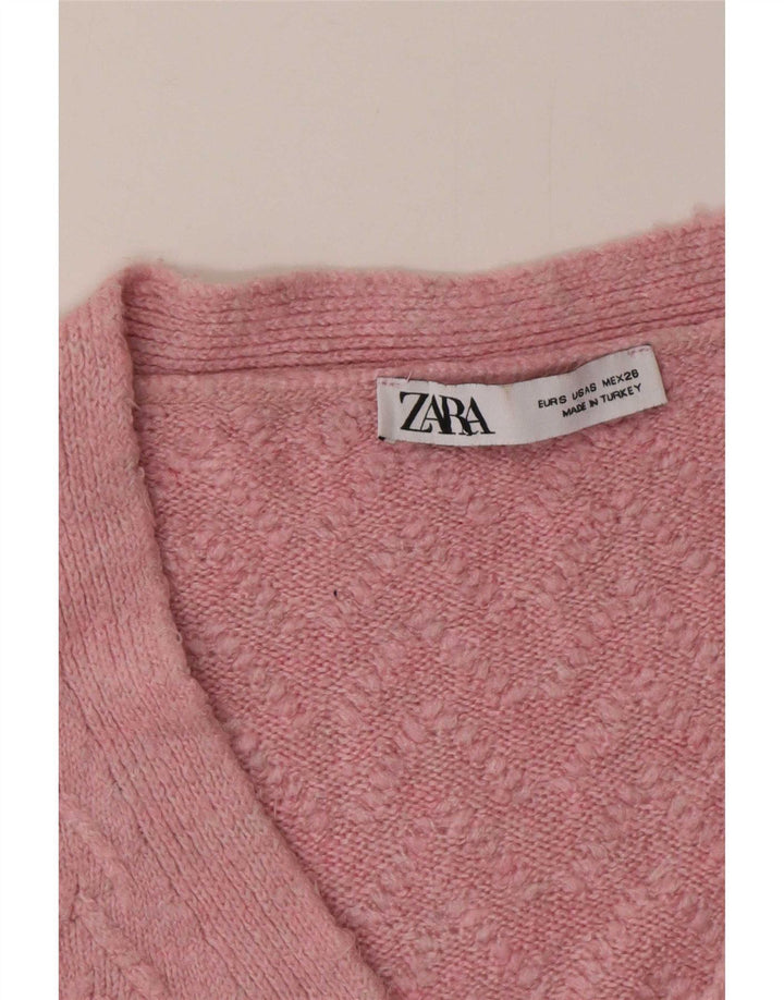Maglione cardigan oversize da donna Zara UK 10 piccolo rosa