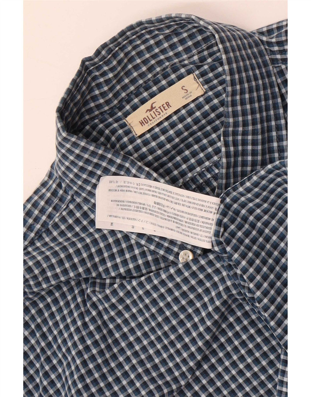 Camicia Hollister da uomo Small in cotone a quadretti blu navy