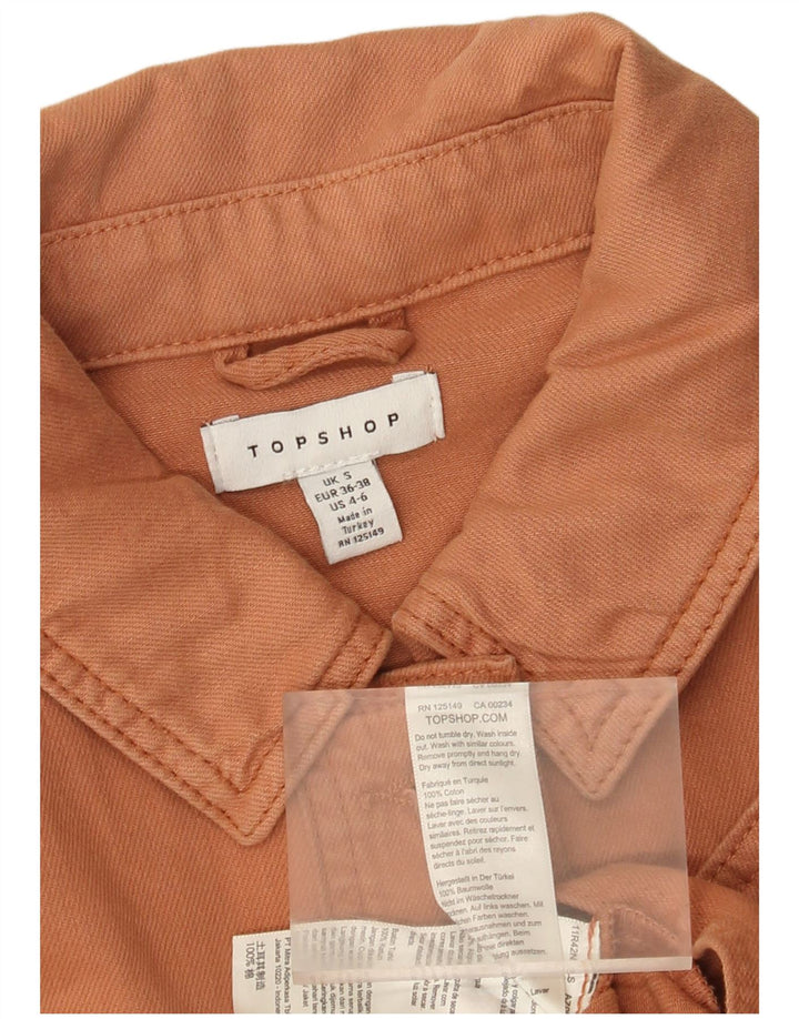 Giacca di jeans oversize corta da donna Topshop UK 10 piccola cotone arancione