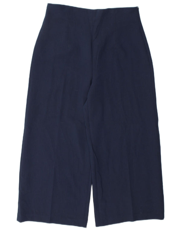 Pantaloni corti a gamba larga a vita alta da donna Zara Large W30 L26 Blu navy