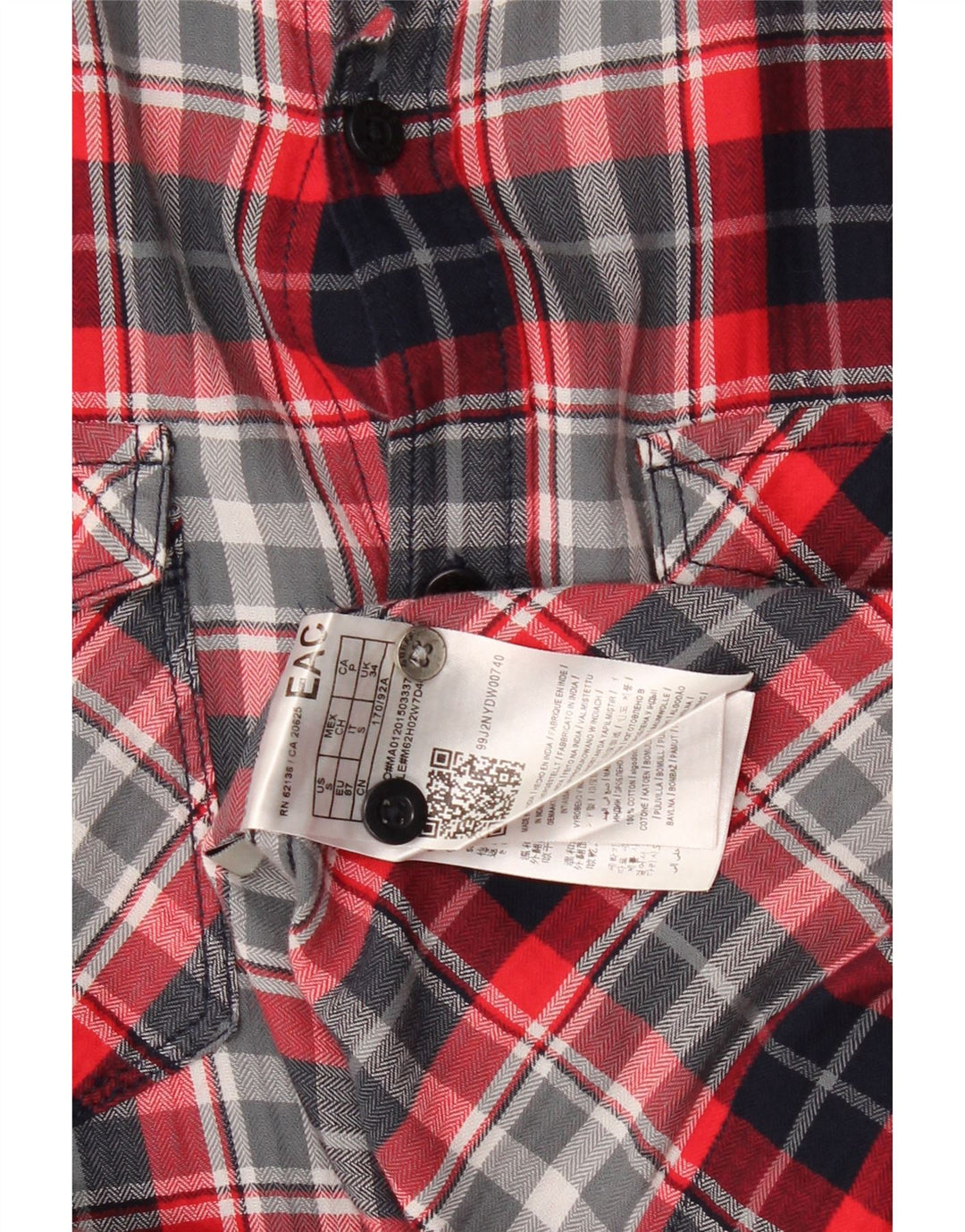 Guess Camicia da uomo slim fit in flanella di cotone scozzese piccolo rosso
