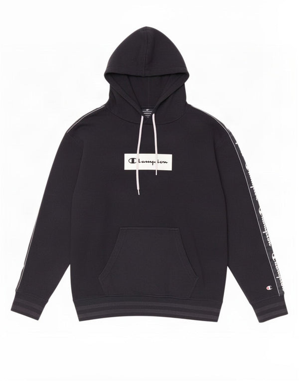 Champion Mens Graphic Hoodie Jumper Small Navy Blue Cotton