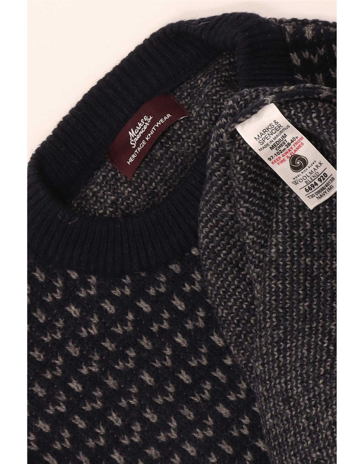 Marks & Spencer Maglione maglione girocollo Heritage da uomo blu navy medio