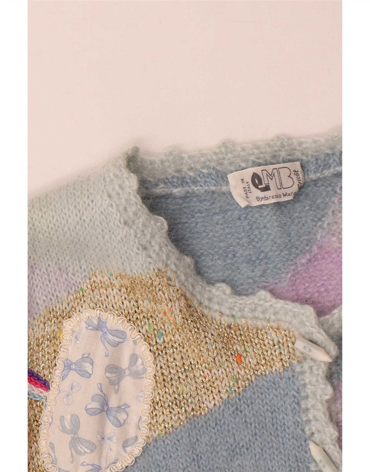 Maglione cardigan da donna vintage UK 14 Novità multicolore medio