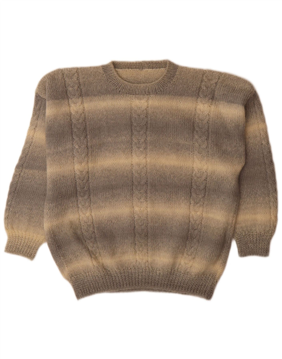 Maglione vintage da uomo girocollo a righe grandi grigie