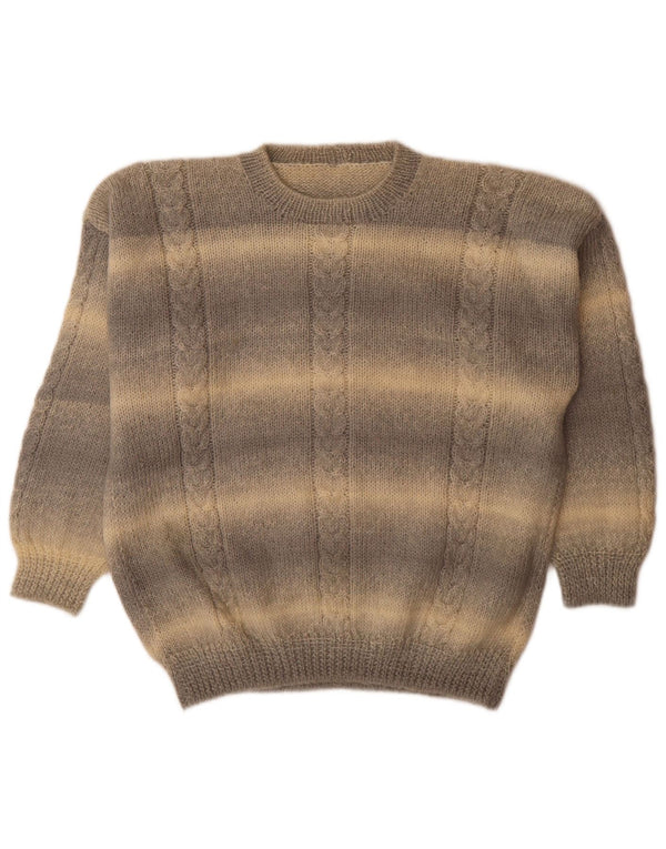 Maglione vintage da uomo girocollo a righe grandi grigie