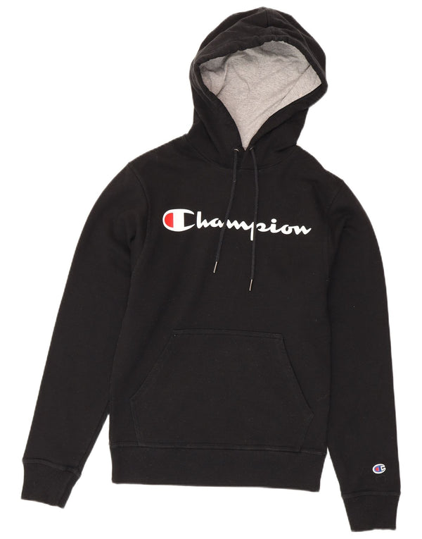 Felpa con cappuccio grafica da uomo Champion XS in cotone nero