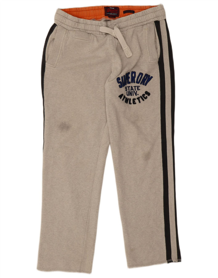Pantaloni da tuta con grafica da uomo Superdry Large in cotone grigio