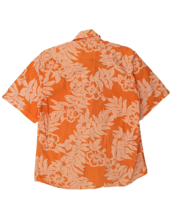 Camicia a maniche corte da uomo Green Leaves Grande cotone floreale arancione
