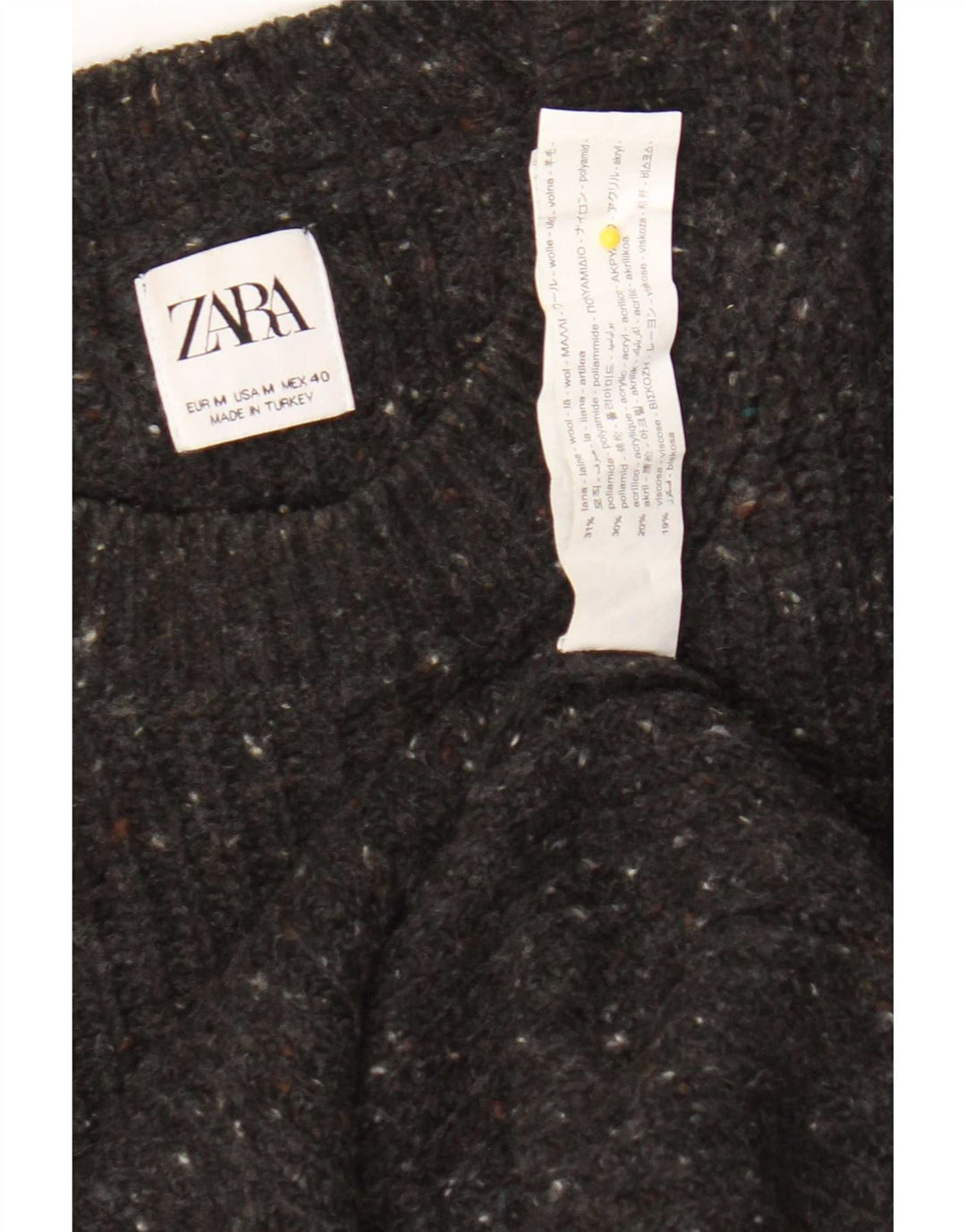 Maglione girocollo da uomo Zara in lana screziata grigio medio