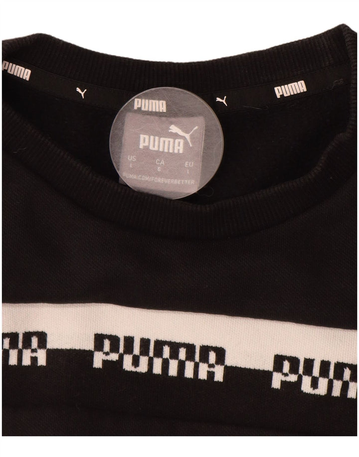 PUMA Felpa con grafica da uomo Maglione grande in cotone nero