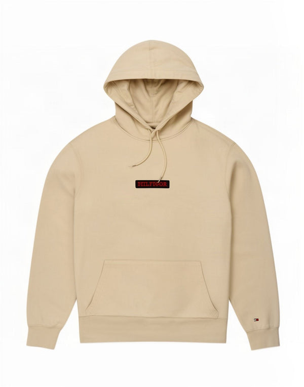 Maglione con cappuccio grafico da uomo Tommy Hilfiger piccolo in cotone beige