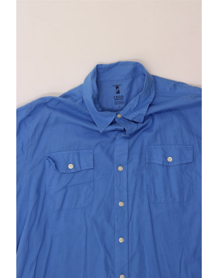 IZOD Mens Short Sleeve Shirt Large Blue Cotton Vintage Izod and Second-Hand Izod from Messina Hembry 