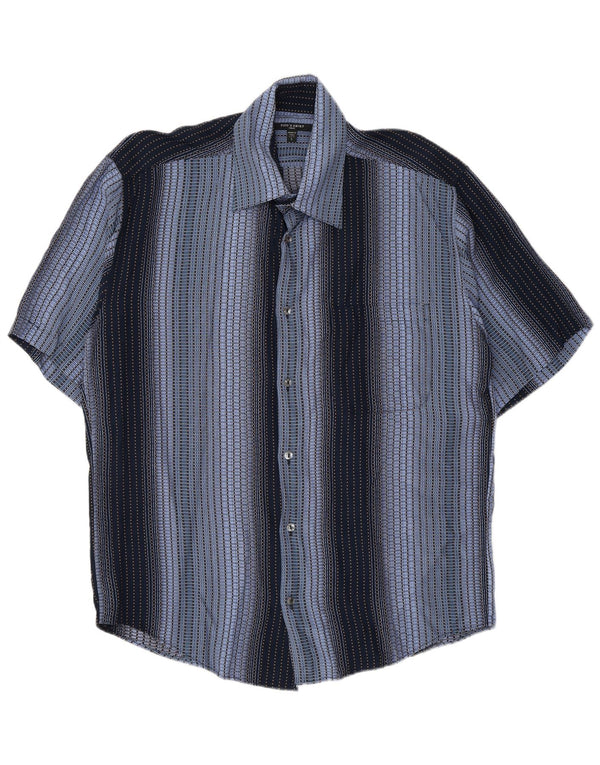 Camicia a maniche corte da uomo Tipo' S Large in rayon a righe blu navy