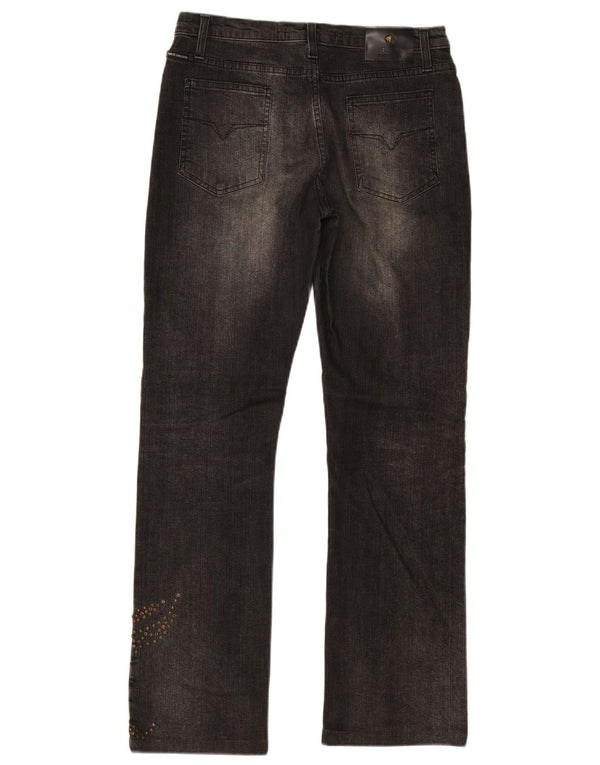 Jeans dritti da donna Versace IT 45 medio W31 L30 cotone nero