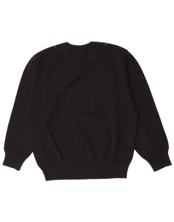 Maglione Gabicci da uomo con scollo a V XL in lana a righe nere