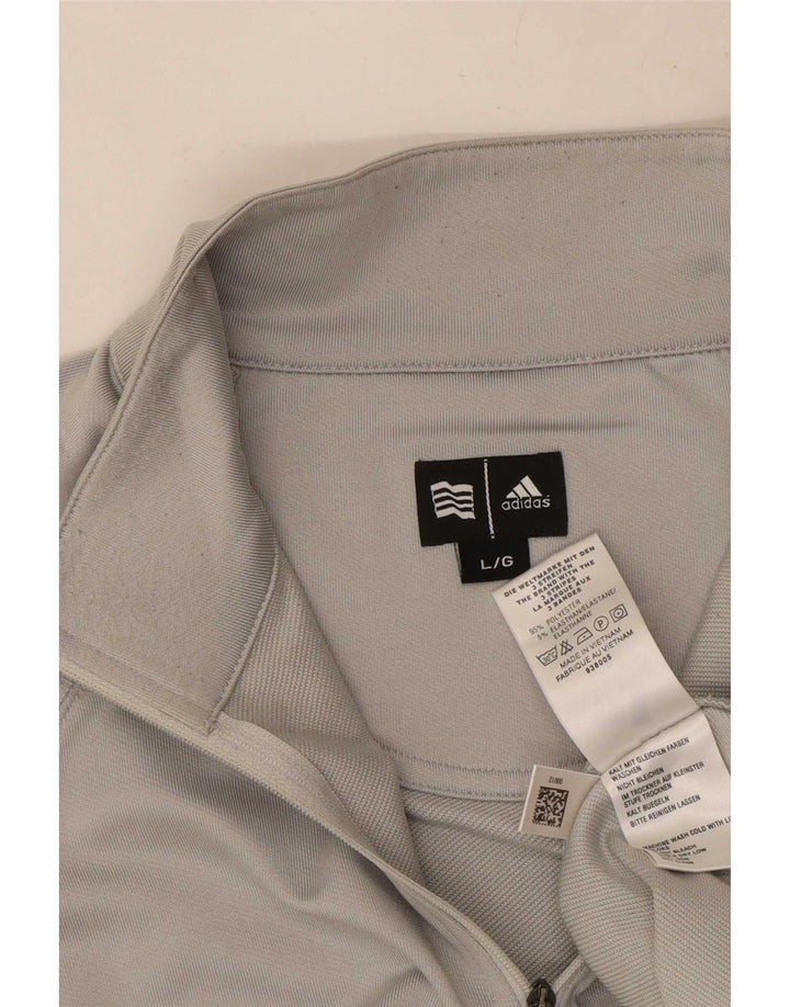 Adidas Uomo Climawarm Zip Collo Pullover Tuta Top Grande Poliestere Grigio