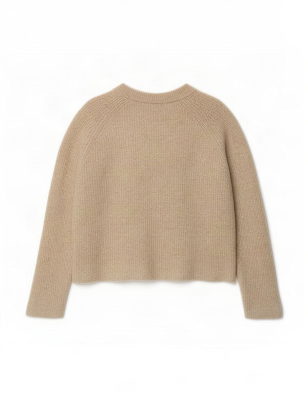 Maglione corto con scollo a barca da donna Zara UK 18 XL Lana di alpaca beige