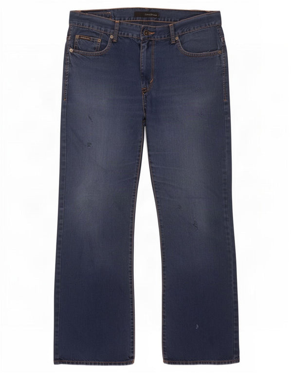 Calvin Klein Mens Bootcut Jeans W33 L30 Navy Blue Cotton