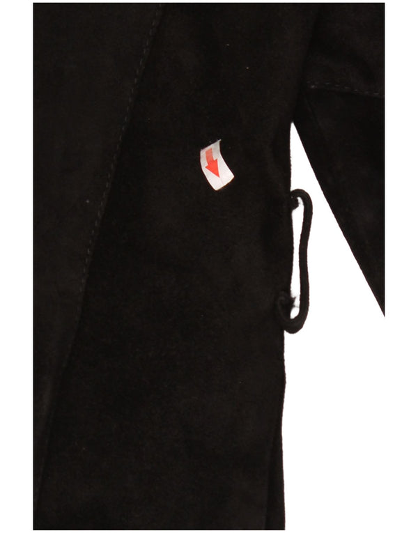 Giacca vintage in pelle scamosciata da donna IT 42 media in pelle nera