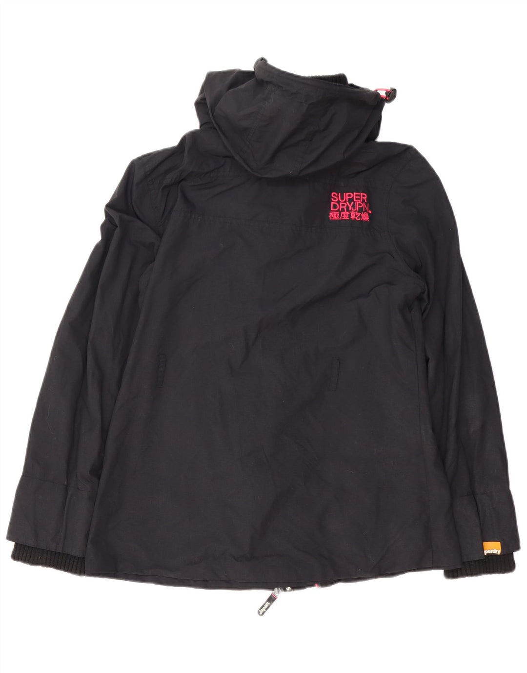 Giacca antipioggia da donna Superdry The Windmac con cappuccio UK 16 Large nylon nero