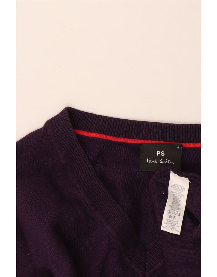 Maglione da uomo con scollo a V Paul Smith in cotone viola medio