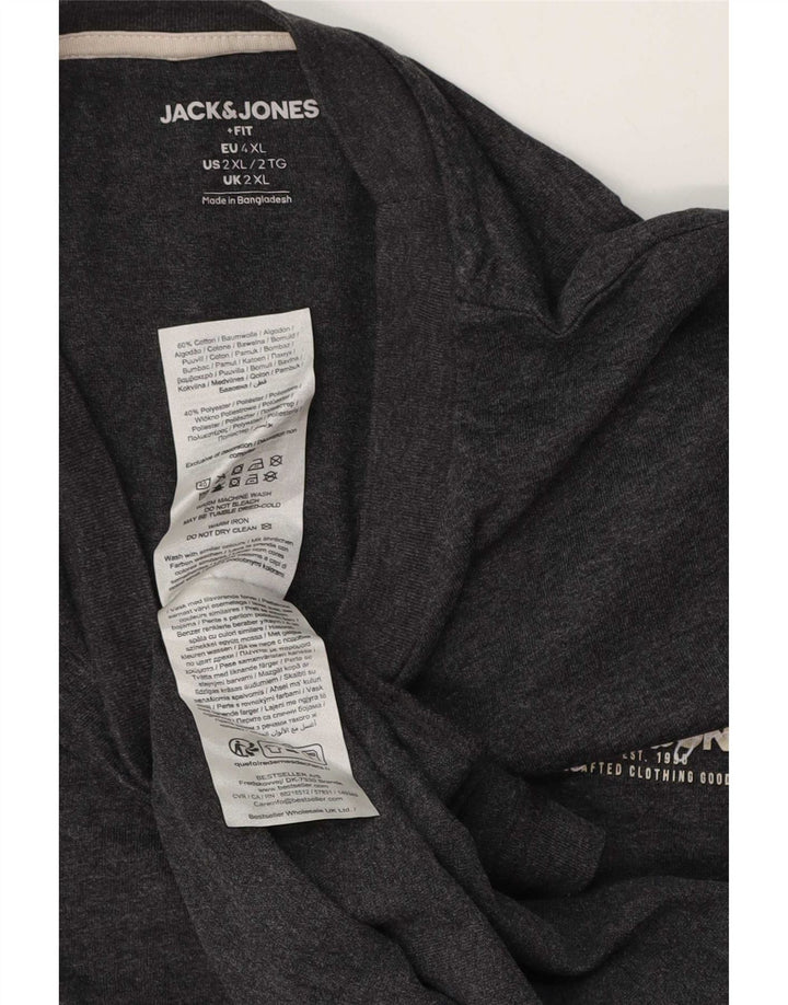 Jack & Jones Top da uomo a maniche lunghe 2XL in cotone grigio