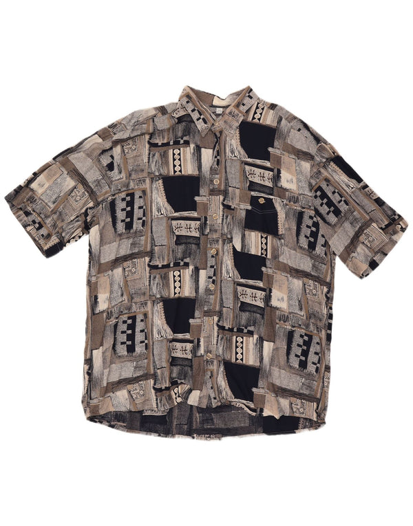 Camicia a maniche corte da uomo VINTAGE taglia 46 2XL Patchwork grigio