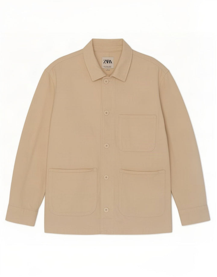 Giacca utility da donna Zara UK 14 cotone bianco sporco medio