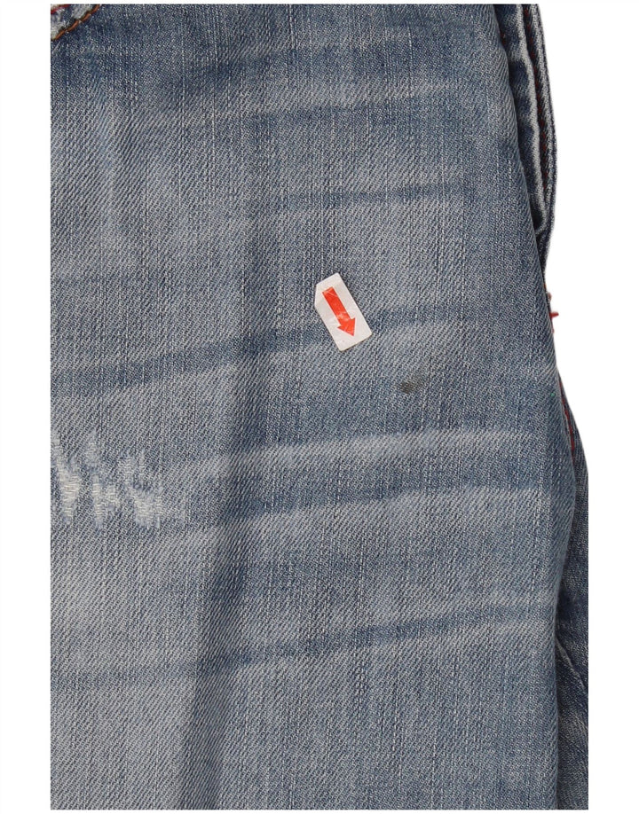 Pantaloncini di jeans larghi invecchiati Benetton da donna W30 blu medio