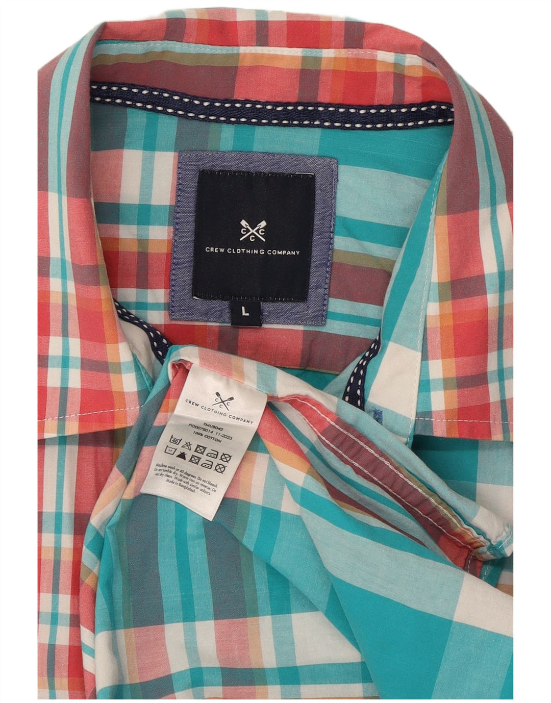 Crew Clothing Camicia a maniche corte da uomo in cotone a quadri blu grandi